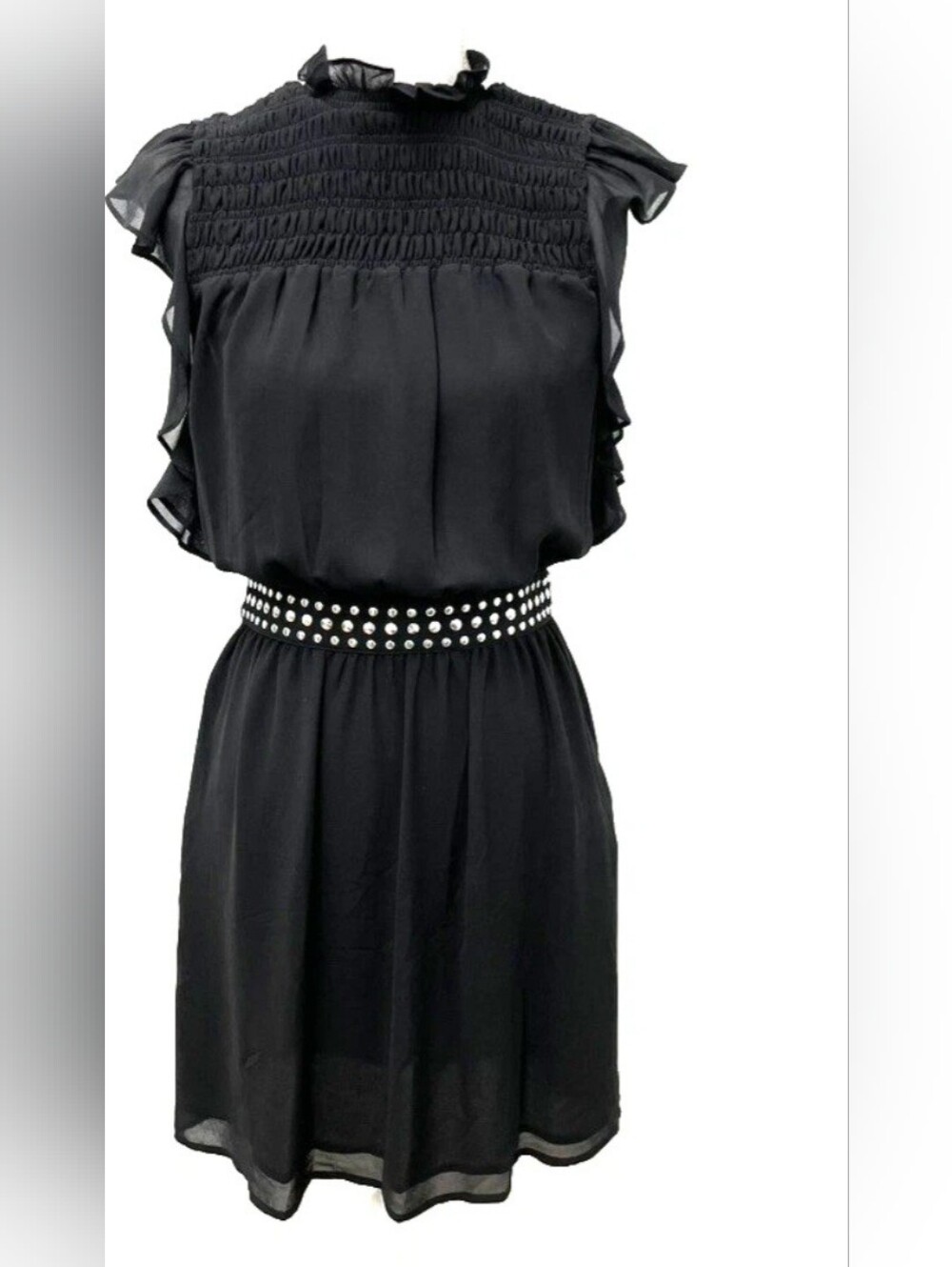 Michael Kors Black Sleeveless Dress with Studded Waist. Size XXS. Fits Larger.